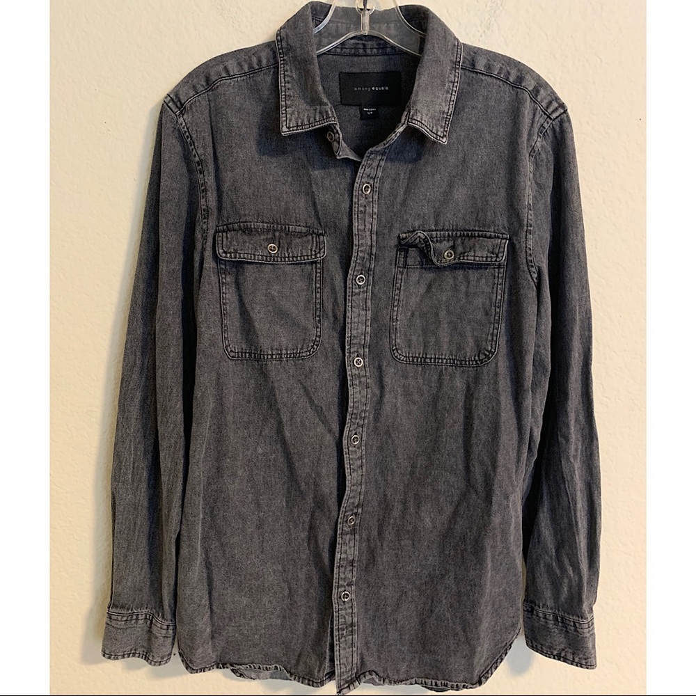 Among Equals Gray Denim L/S Button Shirt Size S